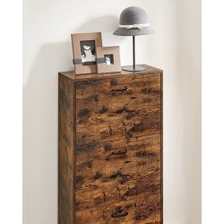 Skoskab med 3 skuffer - skoreol med 3 rum - rustik brun