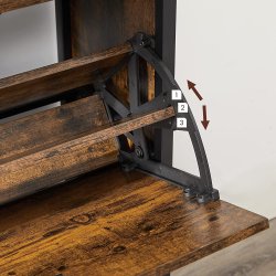 Skoskab med 4 rum - skoreol med 4 skuffer - rustik brun