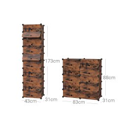 Skoskab i plast - rektangul�rt opbevaringsskab med 10 rum - rustik brun