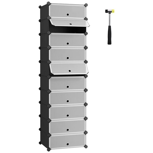 Skoreol - kubisk skoskab i plastik - skohylder med 10 skorum