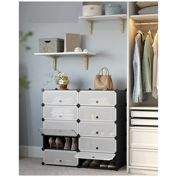 Skoreol - kubisk skoskab i plastik - skohylder med 10 skorum