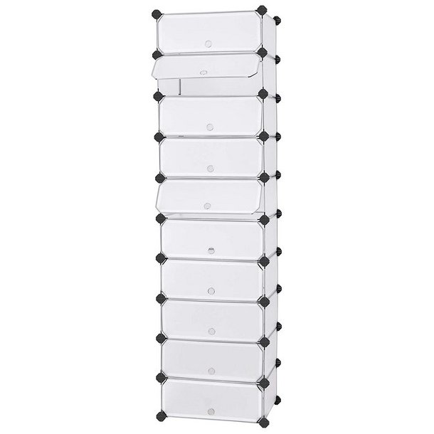 Skoreol - kubisk skoskab i plastik - skohylder med 10 skorum