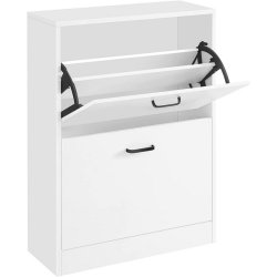 Skoskab med 2 skuffer - skoreol med 2 rum - hvid
