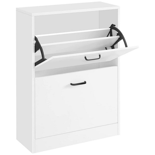 Skoskab med 2 skuffer - skoreol med 2 rum - hvid