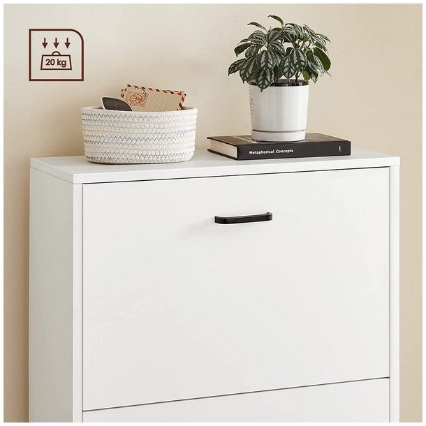 Skoskab med 2 skuffer - skoreol med 2 rum - hvid