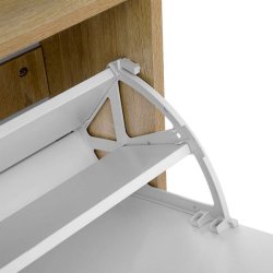 Skoskab med 2 skuffer - skoreol med 2 rum - hvid og brun