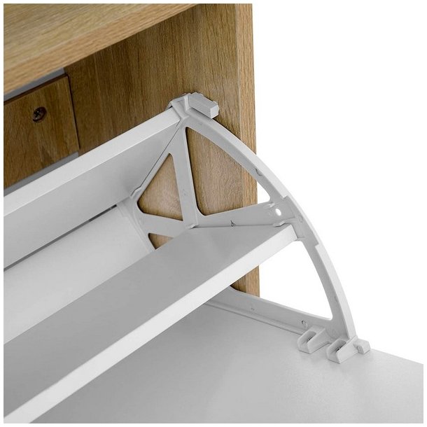 Skoskab med 2 skuffer - skoreol med 2 rum - hvid og brun