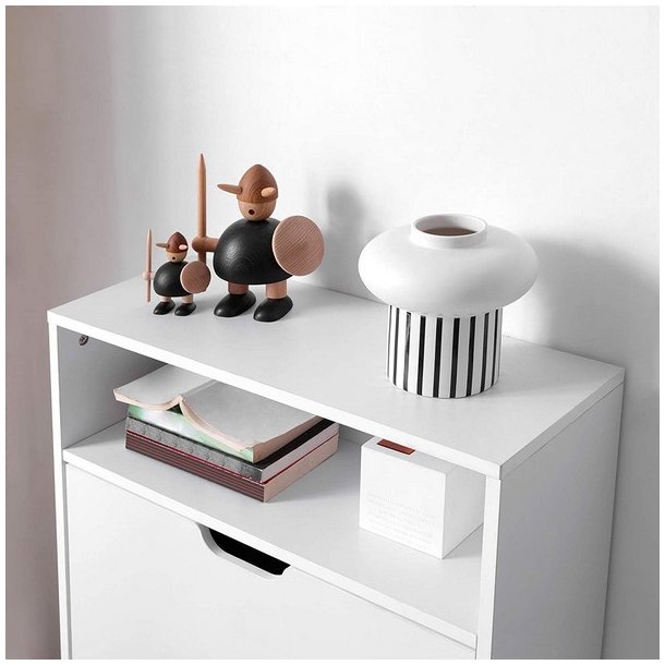 Skoskab med 2 skuffer - skoreol med 2 rum - hvid