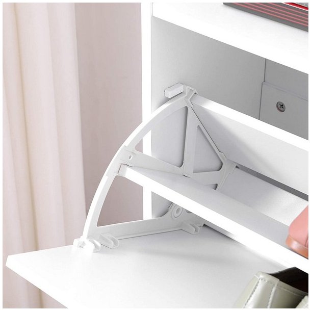 Skoskab med 2 skuffer - skoreol med 2 rum - hvid