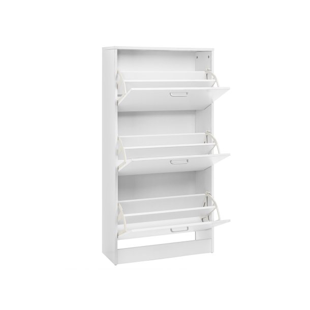 Skoskab med 3 skuffer - skoreol med 3 rum - hvid