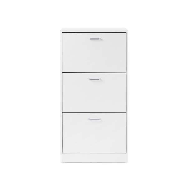 Skoskab med 3 skuffer - skoreol med 3 rum - hvid