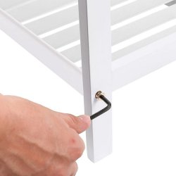 Skoreol i bambus med 2 hylder - hvidt skostativ 70 x 33 x 26