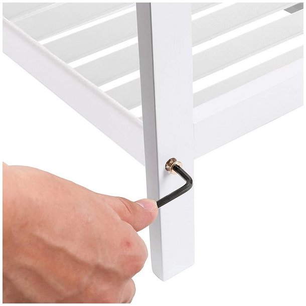 Skoreol i bambus med 2 hylder - hvidt skostativ 70 x 33 x 26