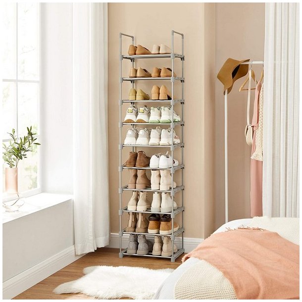 Skoreol - delbart skostativ med 10 hylder - gr� 45 x 30 x 174