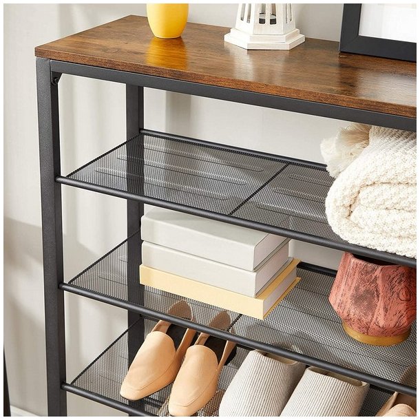 Skoreol med 5 hylder - skostativ med skohylder - rustik brun