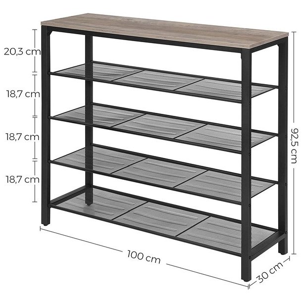 Skoreol med hylder til sko - reol med skohylder - gr� beige