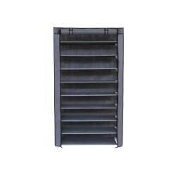 Skoreol med 10 hylder til 40 sko - 160 x 88 x 28 cm - gr�