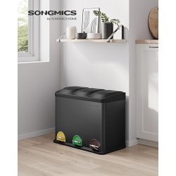 Pedalspand - skraldespand med l�g - 45L (3x15L) sort metal