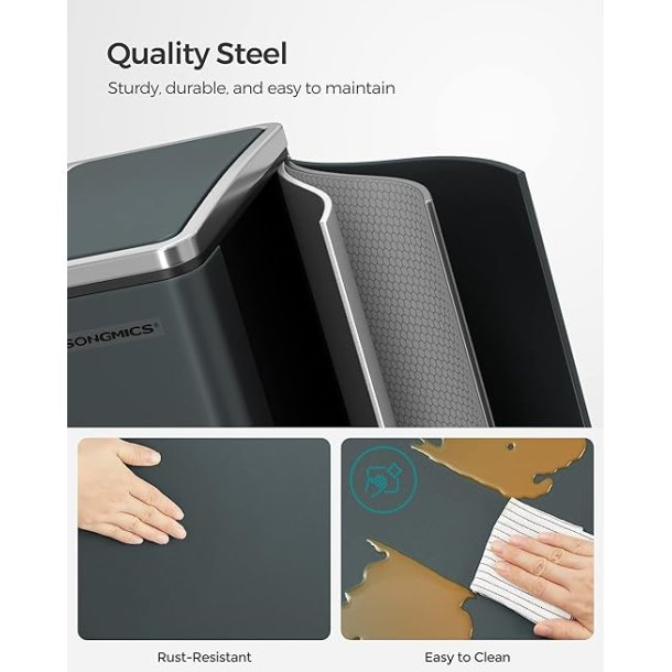 Skraldespand - pedalspand med soft close l�g - 2x15L antracit gr�