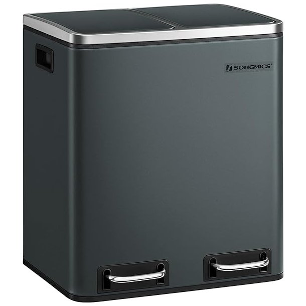 Skraldespand - pedalspand med soft close l�g - 2x15L antracit gr�