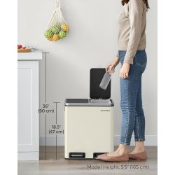 Skraldespand - pedalspand med soft close l�g - 2x15L beige