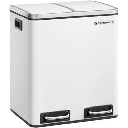 Skraldespand - pedalspand med soft close l�g - 2x15L hvid