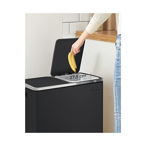 Skraldespand - pedalspand med soft close l�g - 2x24L sort