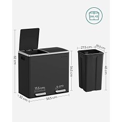 Skraldespand - pedalspand med soft close l�g - 2x24L sort