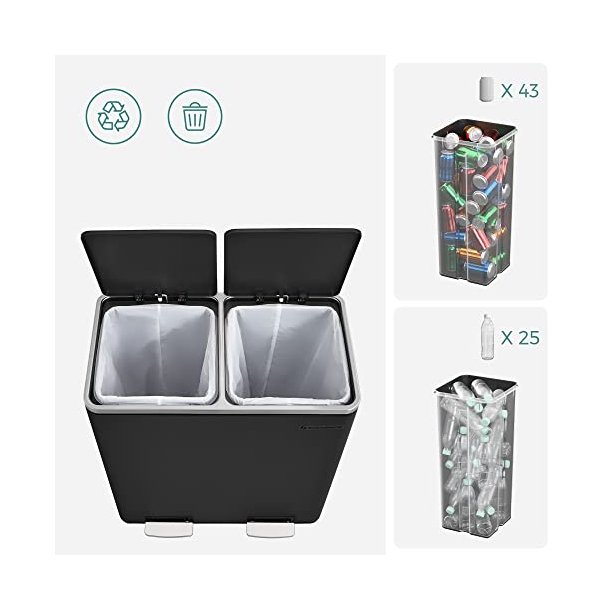 Skraldespand - pedalspand med soft close l�g - 2x30L sort