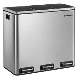 Skraldespand - pedalspand med soft close l�g - 54L (3x18) s�lv