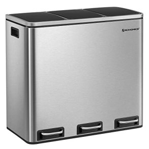 Skraldespand - pedalspand med soft close l�g - 54L (3x18) s�lv