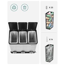 Skraldespand - pedalspand med soft close l�g - 54L (3x18) s�lv/sort