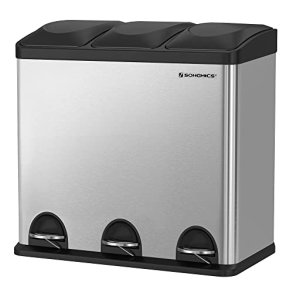 Skraldespand - pedalspand med soft close l�g - 54L (3x18) s�lv/sort
