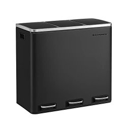 Skraldespand - pedalspand med soft close l�g - 54L (3x18) sort