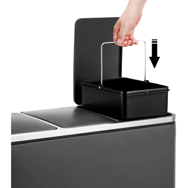 Skraldespand - pedalspand med soft close l�g - 54L (3x18) sort