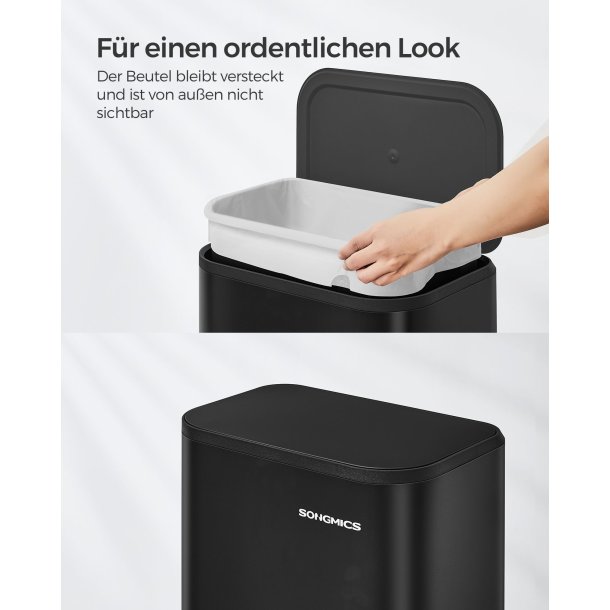 Skraldespand 20 liter - pedalspand med soft close l�g - sort