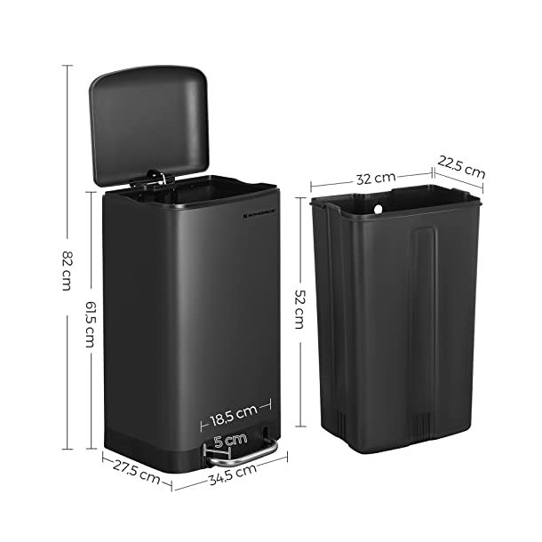 Pedalspand - skraldespand med soft close l�g - 30L sort