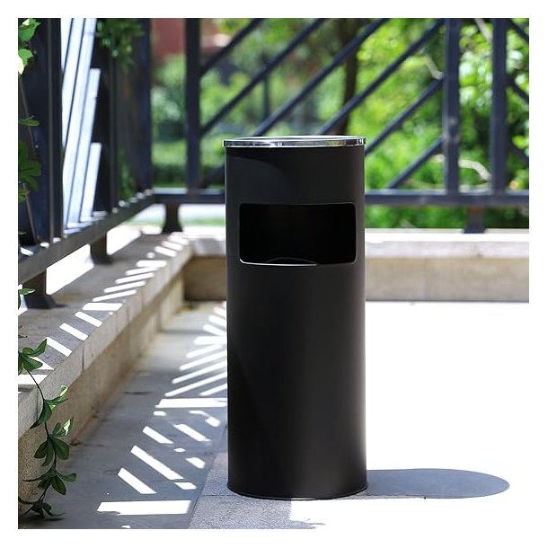 Skraldespand - udend�rs skraldespand med askeb�ger - sort