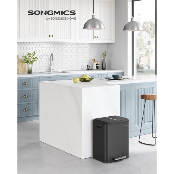 Pedal skraldespand - pedalspand med lg - 30L (2x15L) - sort