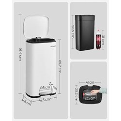 Skraldespand - pedalspand med soft close l�g - 50L hvid