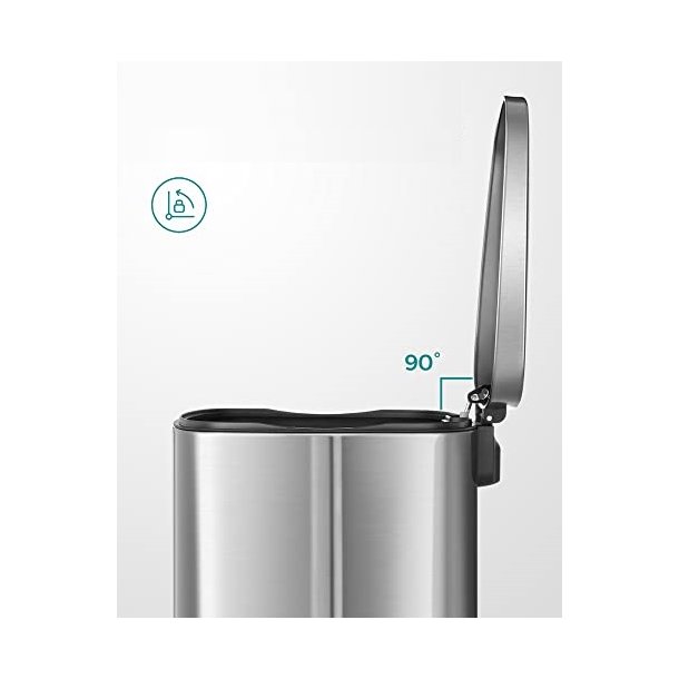 Skraldespand - pedalspand med soft close l�g - 50L s�lv