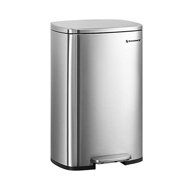 Skraldespand - pedalspand med soft close l�g - 50L s�lv