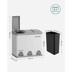 Pedal skraldespand - pedalspand med l�g - 24L (3x8L) hvid metal