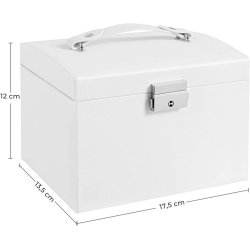 Smykkeskrin med mange rum - skrin til smykker - hvid kunstl�der