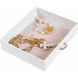 Smykkeskrin med mange rum - skrin til smykker - hvid kunstl�der