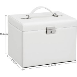 Smykkeskrin med mange rum - skrin til smykker - hvid kunstl�der