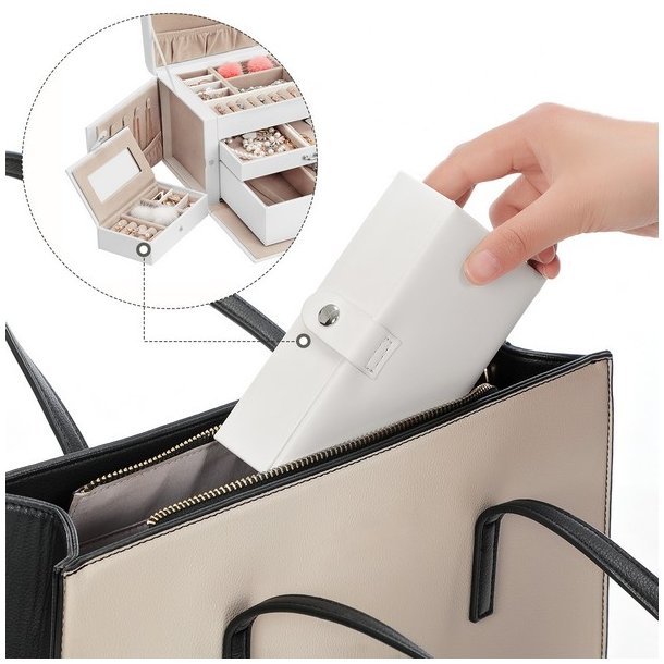 Smykkeskrin inkl. rejseskrin - skrin til smykker - hvid