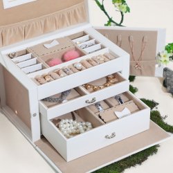 Smykkeskrin inkl. rejseskrin - skrin til smykker - hvid