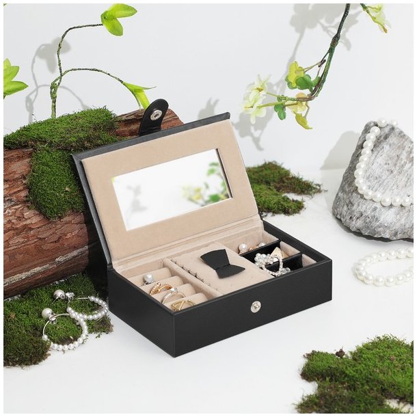 Smykkeskrin inkl. rejseskrin - skrin til smykker - sort
