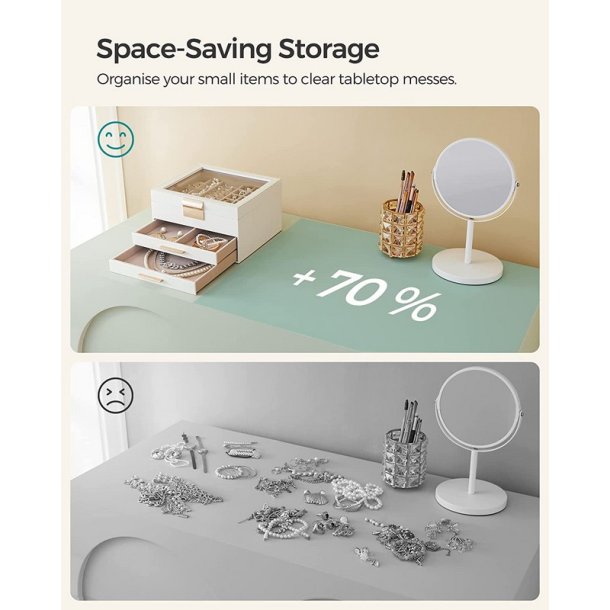 Smykkeskrin i kunstl�der - smykkeskrin med 2 skuffer og glasl�g